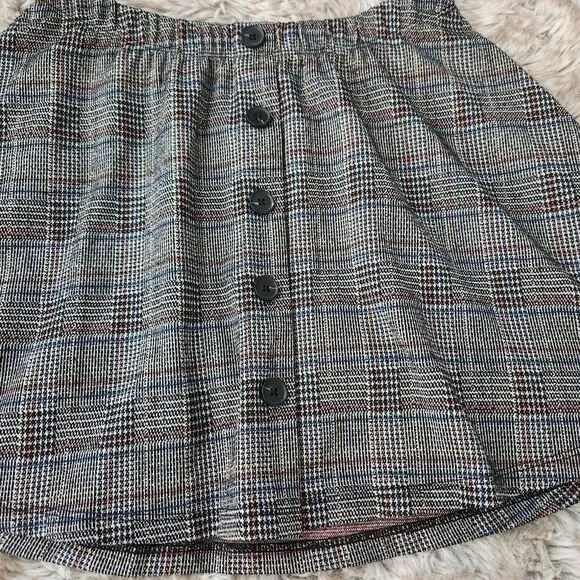 Vylette A-Line Plaid Mini Skirt Gray Faux Button Front Women's Size‎ XS - Picture 3 of 9
